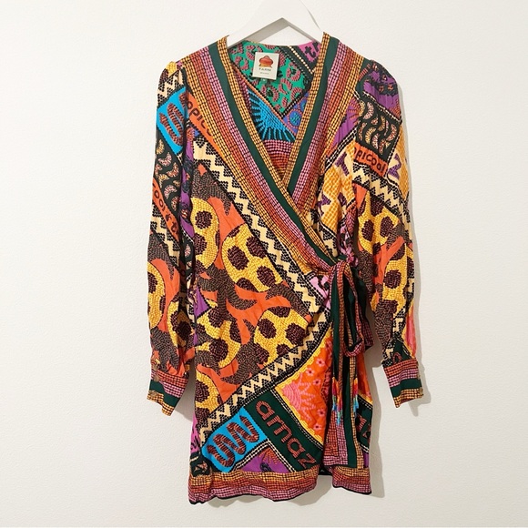 NEW Farm Rio Dotted Patch Scarf Wrap Dress Medium M - Picture 2 of 11